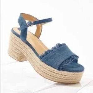 Cato | Platform Heel Denim Buckle Nautical Summer Size 9.5